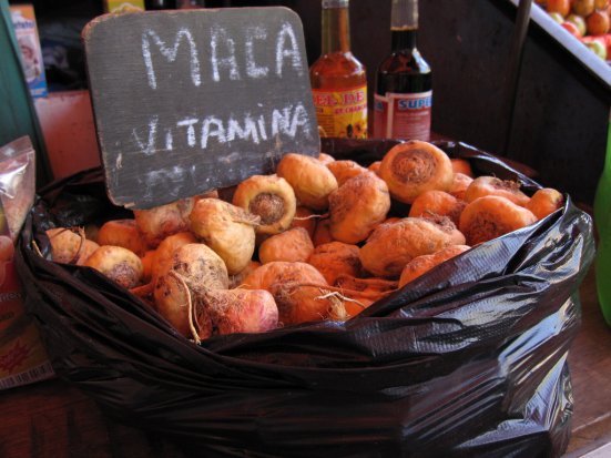 Photo: Maca products sold at a local market. Credit: Jagubal