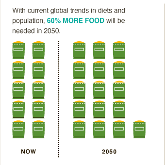 To meet global food demand by 2050 agricultural production must increase by 60% via @cgiarclimate #BigFacts 