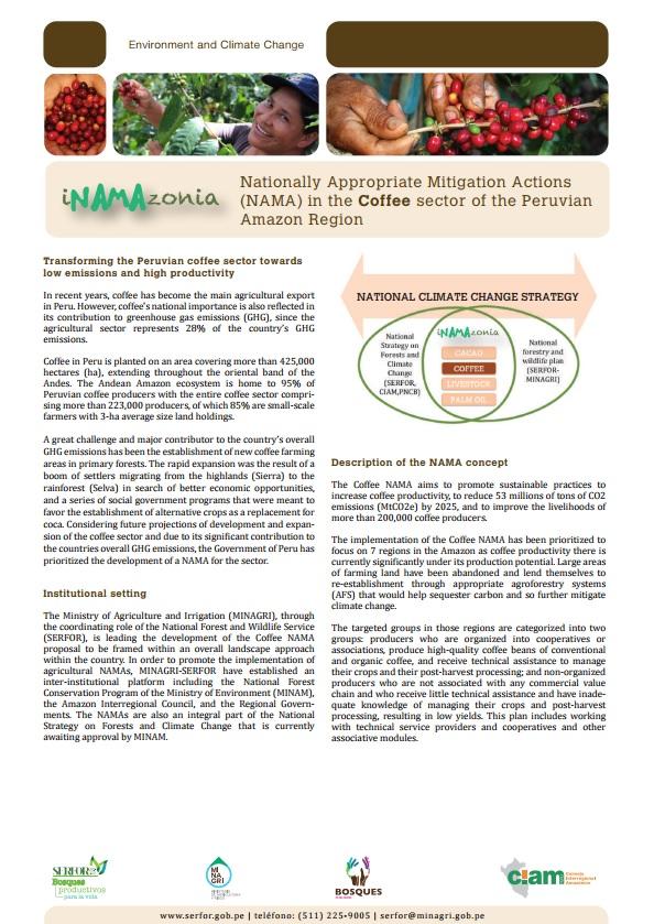 Download the Fact Sheet: Nationally Appropriate Mitigation Actions (NAMA) in the Coffee sector of the Peruvian Amazon Region