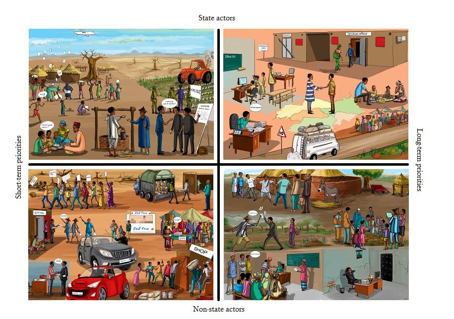 Artistic representation of the West Africa scenarios. Artist: André Daniel Tapsoba