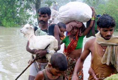 People affected by flooding of the Koshi river basin in India