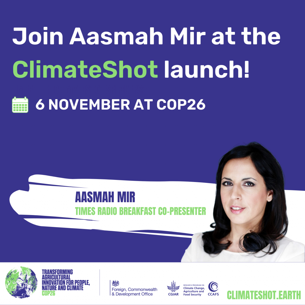 Join Aasmah Mir for the launch of ClimateShot