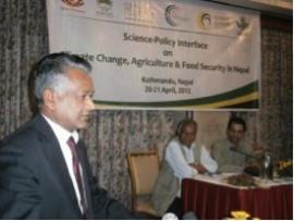 Hon. Minister of Agriculture and Cooperatives addressing his key notes on the event. Photo credit: G. Bhatta