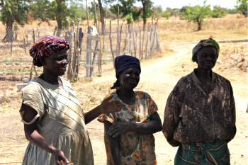 One of the farmers talking in a group about what vegetable farming has done for her. Photo: Y. Ademiluyi