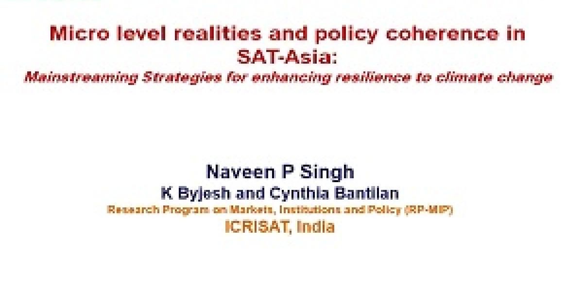 Micro level realities and policy coherence for enhancing climate change ...