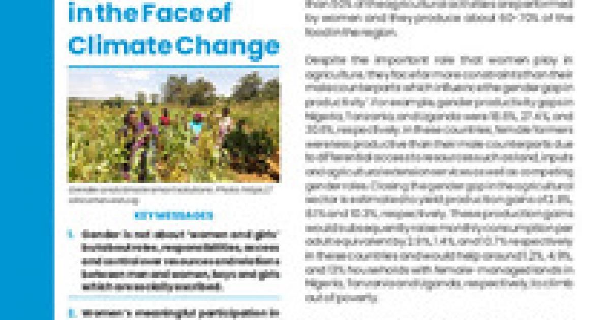 Closing the Gender Gap in African Agriculture in the Face of Climate Change