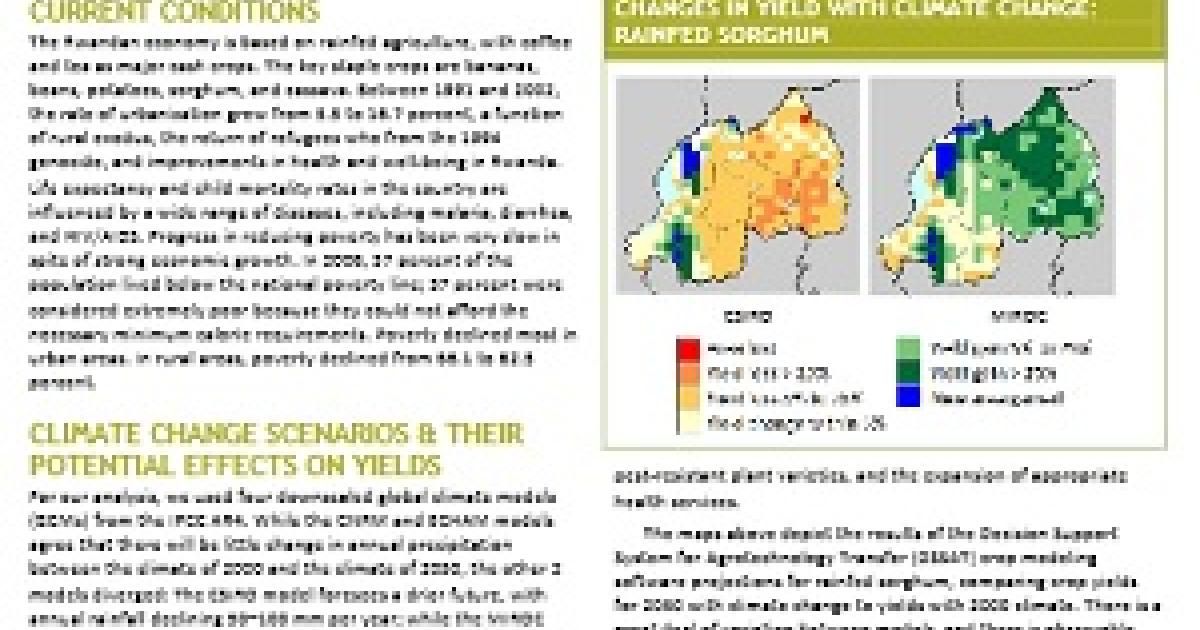 East African agriculture and climate change Rwanda. Summary note